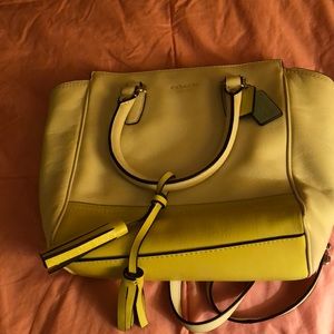Yellow and White Coach purse